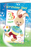 Birthday Boy, Age 3 - Soccer Bunny card