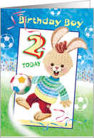 Birthday Boy, Age 2 - Soccer Bunny card