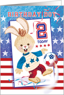 Birthday Boy, Age 2 - Soccer Bunny USA card