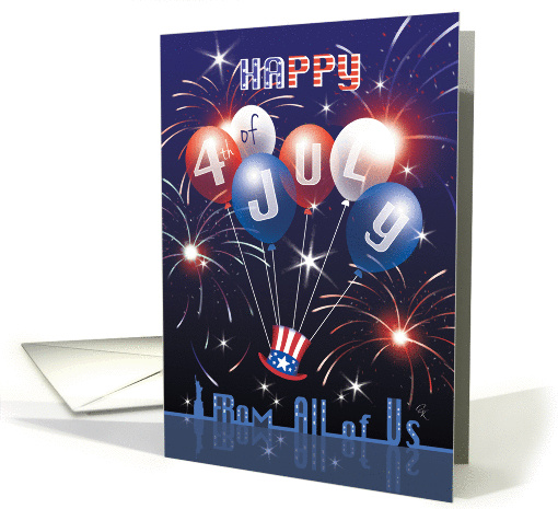 4th of July, From All Of Us, Fireworks and Balloons card (1291756)