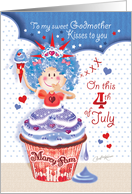 4th of July, Godmother - Cupcake Liberty Princess card