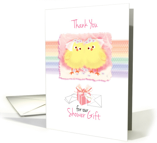 Shower Gift, Thank You, Lesbian - 2 Chicks in Veils on Rainbow card