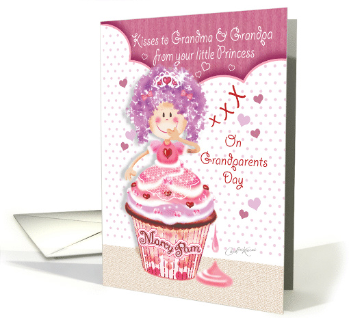 Grandma, Grandpa, Grandparent's Day, from granddaughter - Cupcake card