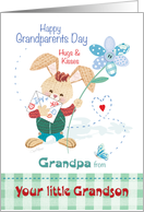 Grandpa, Grandparent’s Day, from Grandson - Bunny with Flower card