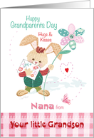 Nana, Grandparent’s Day, from Grandson - Bunny with Flower card