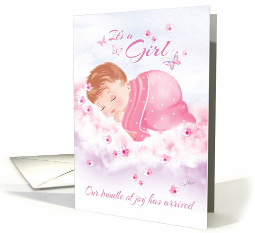 Announcement, Baby Girl - Baby Girl Asleep on Cloud card (1304798)