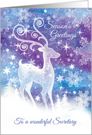 Season’s Greetings, Secretary - Ice Sculpture style Reindeer in Snow card