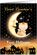 Halloween, Great Grandson’s 1st - Cute Baby Sitting On Moon card