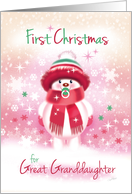 1st Christmas, Great Granddaughter - Cute Snow Baby sucking Pacifier card