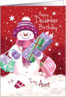 December Birthday, Aunt - Sweet Snow Woman Christmas Shopping card