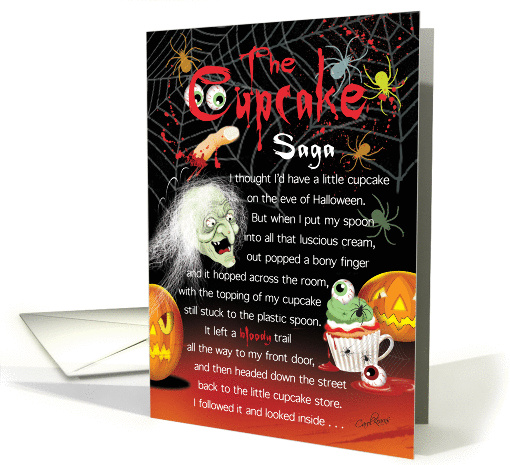Halloween Poem, Cupcake Saga - Bloody Eyeballs, and Spooky Witch card