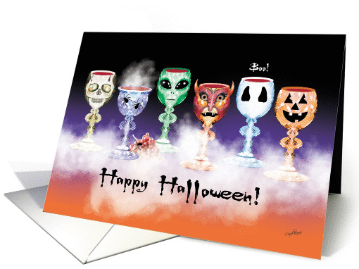 Halloween Goblets - 6 Different Character Wine Goblets card (1332154)