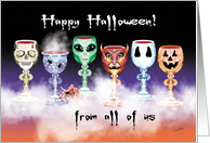 Halloween Goblets, From All of Us - 6 Different Character Wine Goblets card