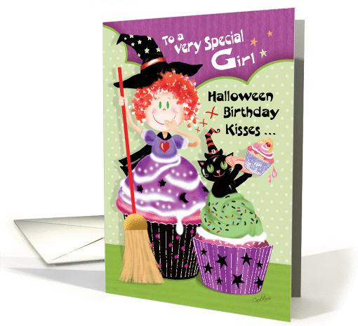 Halloween, Birthday, Girl, - Cupcake Witch with Cupcake... (1332242)