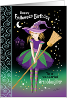 Granddaughter, Halloween Birthday - Pretty Tween Witch card