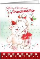 Christmas, Granddaughter - Cute Baby Girl Cuddles Her Teddy card