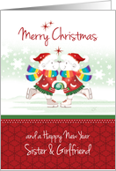 Lesbian, Christmas, Sister & Girlfriend. 2 Polar Bears Ice Skating card
