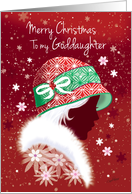 Christmas, Goddaughter - Girl in Trendy Red Hat card