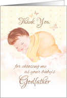 Thank You, for Choosing Me, as Godfather, Baby on Clouds in Lemon card