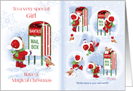 Girl, Christmas Storybook Style - Little Girl Mailing Santa Letter card