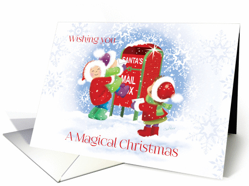 Christmas, Santa's Mail Box-3 Kids Mailing Santa Letters card