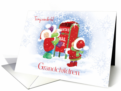 Christmas to My Grandchildren-3 Children Mailing Santa Letters card