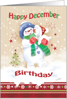 Birthday, December, Blue - Snow Child carrying Snow Puppy card