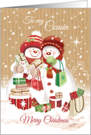 Christmas, Cousin - Two Snow Women Shopping in the City card
