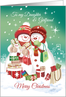 Lesbian, Christmas, Daughter & Girlfriend -Two Snow Women Shopping card