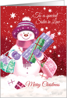 Christmas, Sister in Law - Cute Snow Women Shopping with Presents card