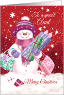 Christmas, Aunt- Cute Snow Women Shopping with Presents card