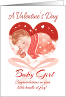 Valentine’s Day, Baby Girl - Heart with Cute Baby Asleep inside card