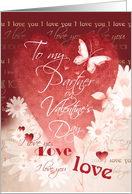 Valentine’s Day, Partner - Large Red Heart, Cream Flowers, Words card