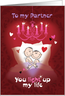 Gay Valentine for Life Partner - Cartoon Male Couple in Bed card