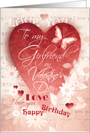 Birthday, Valentine’s Day, Girlfriend-Large Red Heart, Flowers & Words card