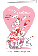 Valentine’s Day, Lesbian, Life Partner - Sexy Female Bunny on Cupcake card