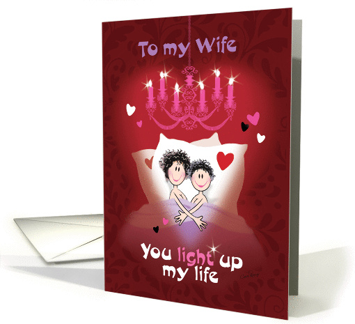 Lesbian, Wife, Valentine's Day-2 Cartoon Women in Bed card (1358642)