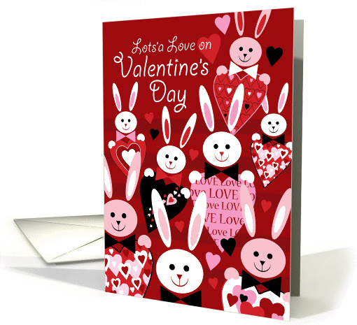 Valentine's Day, Bunny Love, Cute Bunnies in Bow Ties with Hearts card