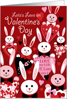 Valentine’s Day, Bunny Love, Cute Bunnies in Bow Ties with Hearts card