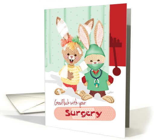 Good Luck, Surgery - Bunny in Bandages & Bunny in Scrubs card
