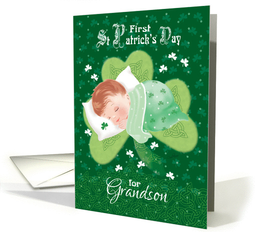 First St.Patrick's Day, Grandson-Baby Asleep on Shamrock card