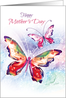Mother’s Day, 2 Colourful Butterflies on a Water-color background. card