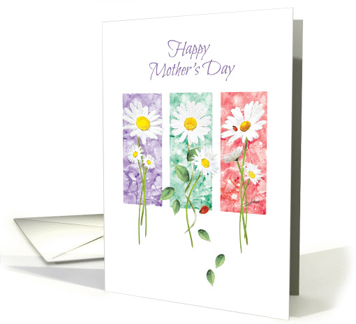 Mother's Day, - 3 Long Stem Daisies on Color Panels card (1375000)