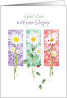 Good Luck with Surgery - 3 Long Stem Daisies on Color Panels card