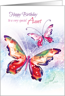 Birthday, Aunt - 2 Colorful Butterflies on Soft Water-color card