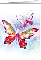 Blank - 2 Colorful Butterflies on Soft Water-color card