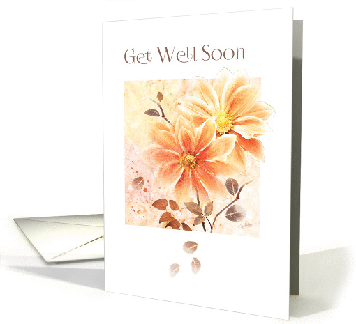 Get Well Soon - 2 Orange Flowers with Sepia Leaves card (1376126)