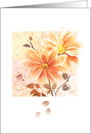 Blank, Any Occasion - 2 Orange Flowers with Sepia Leaves card