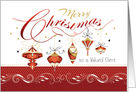 Christmas, Business, Valued Client, Ornaments Hang from Words card