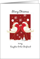 Merry Christmas, Lesbian, Daughter & Her Girlfriend. 2 Robins Kissing card